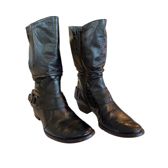 $450 Luxury Paul Green‎ Austrian BLK Leather Buckle Slouchy Boots EU36 US5-5.5 - Picture 4 of 9